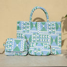 Marabu square handbag small and large sizes — bold Greek geometric print, resort summer bag